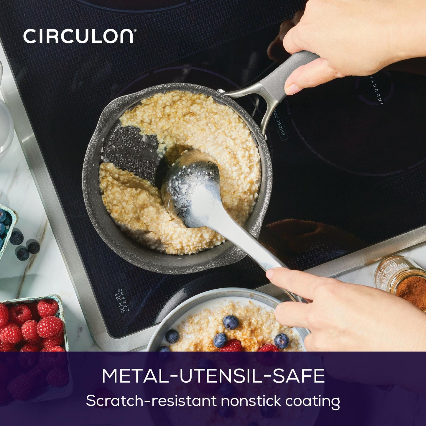 Circulon A1 ScratchDefense Extreme Non-stick Steelpan met Schenktuit & Deksel 16cm/1,8L