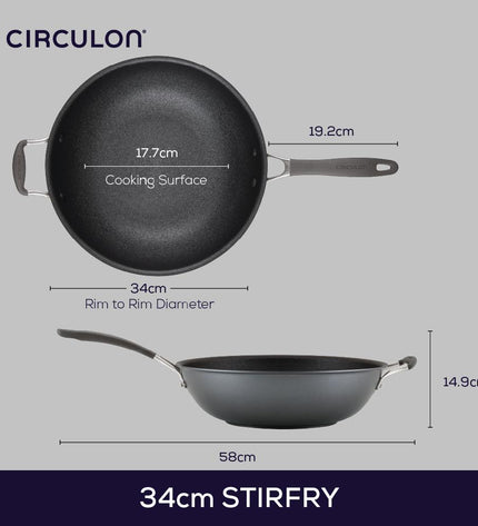 Circulon A1 ScratchDefense Extreme Non-stick Wok met handgreep, 33,6cm