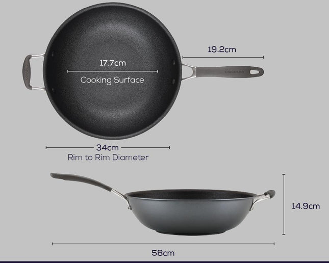 Circulon A1 ScratchDefense Extreme Non-stick Wok met handgreep, 33,6cm