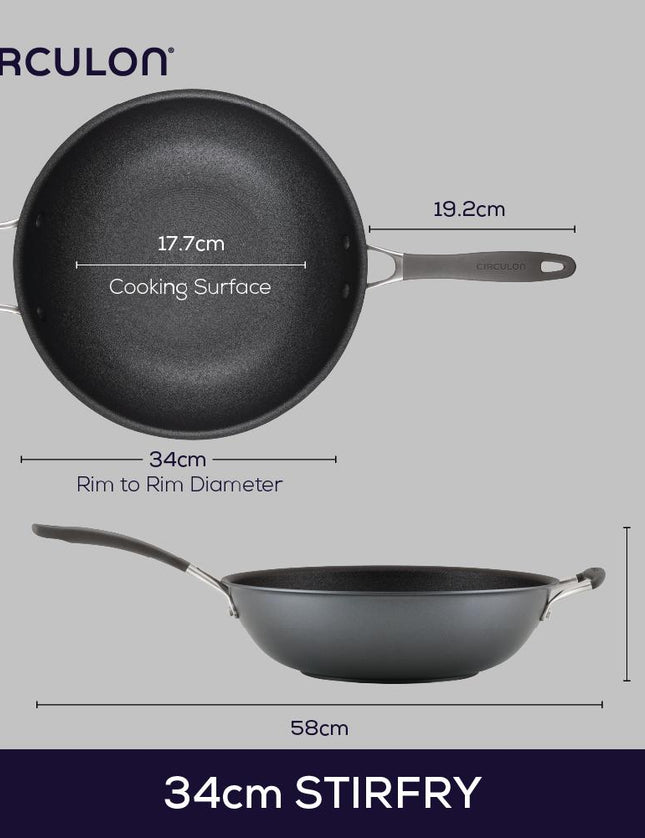 Circulon A1 ScratchDefense Extreme Non-stick Wok met handgreep, 33,6cm