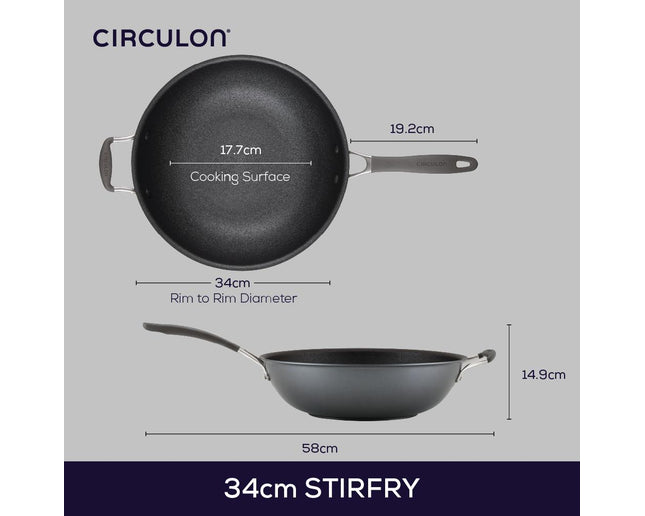 Circulon A1 ScratchDefense Extreme Non-stick Wok met handgreep, 33,6cm