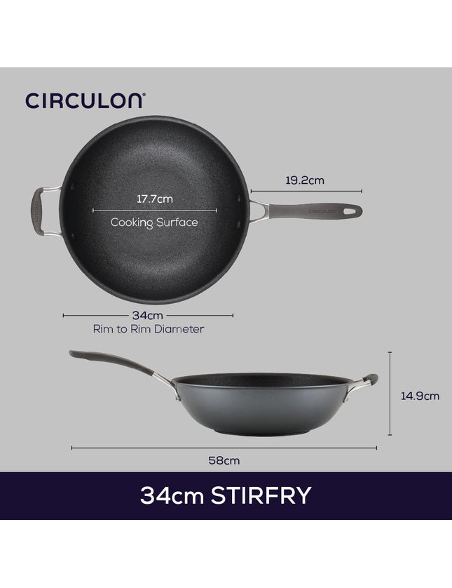 Circulon A1 ScratchDefense Extreme Non-stick Wok met handgreep, 33,6cm