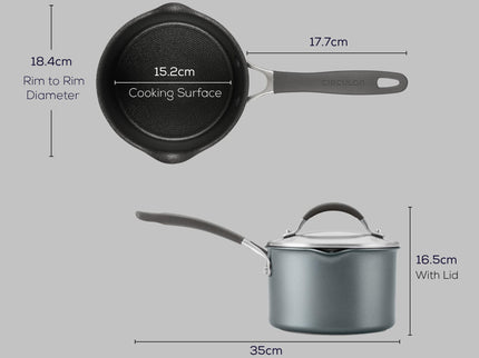 Circulon A1 ScratchDefense Extreme Non-stick Steelpan met Schenktuit & Deksel 16cm/1,8L