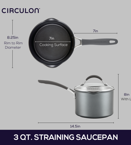Circulon A1 ScratchDefense Extreme Non-stick Steelpan met Schenktuit & Deksel 18cm/2,8L