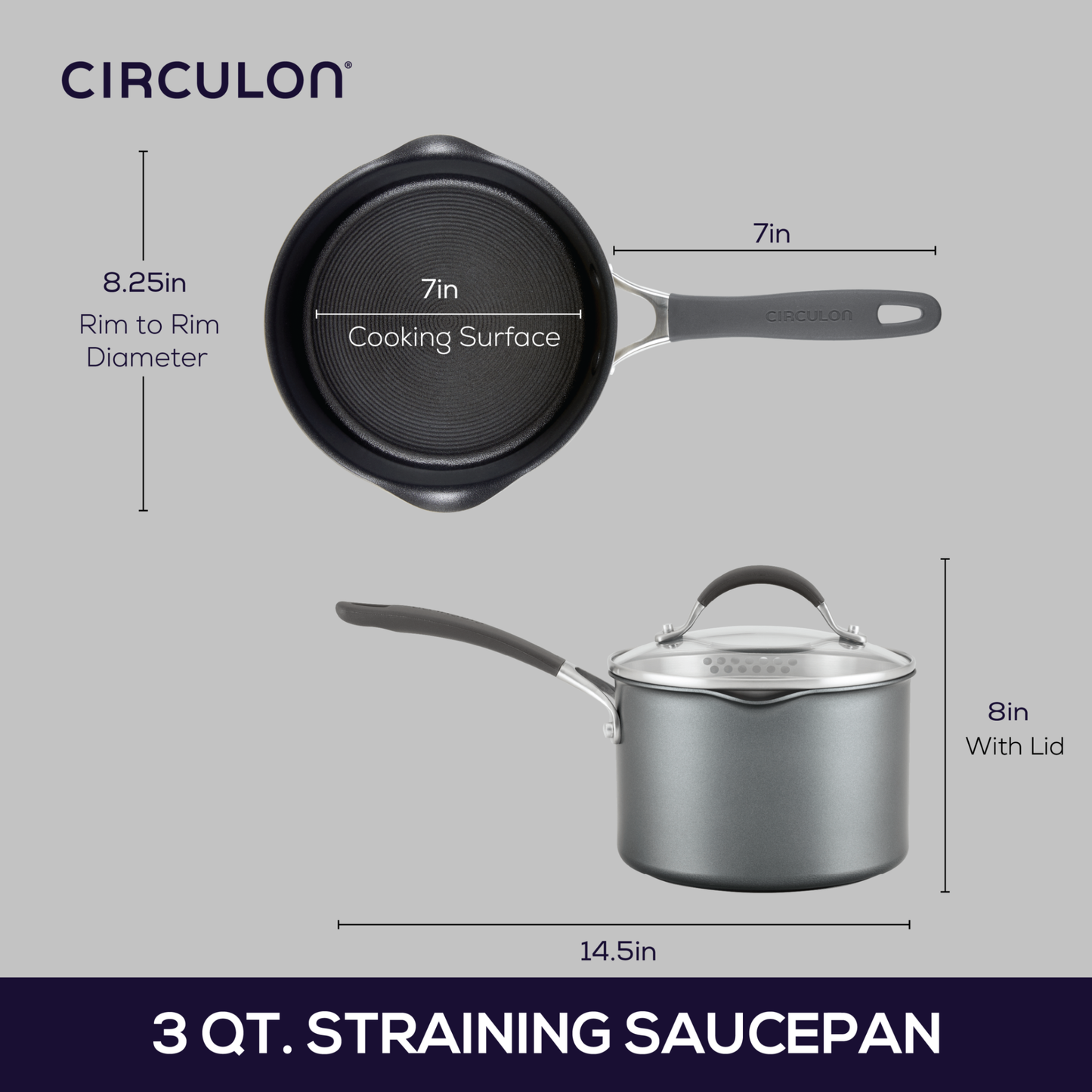Circulon A1 ScratchDefense Extreme Non-stick Steelpan met Schenktuit & Deksel 18cm/2,8L