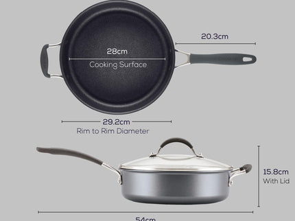 Circulon A1 ScratchDefense Extreme Non-stick Sauteuse met Deksel en Hulphandvat 28cm/4,7L