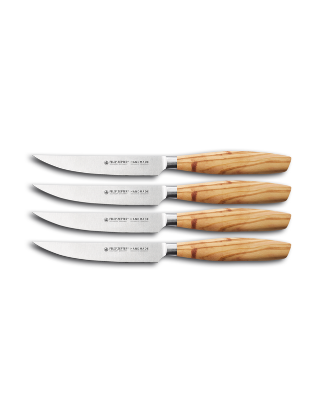 Size S olive 4 Delige steakmessenset zonder kartels