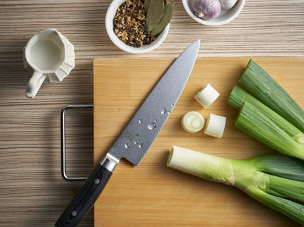 Yaxell Ran Santoku mes - L 165mm - 69 laags roestvrij damast staal met canvas micarta heft