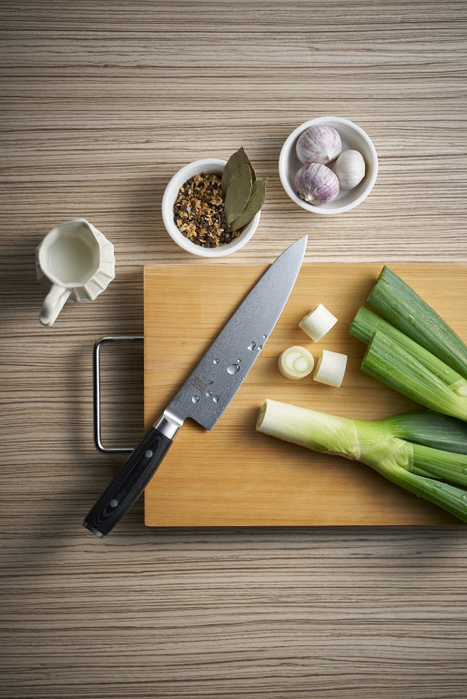 Yaxell Ran Santoku mes - L 165mm - 69 laags roestvrij damast staal met canvas micarta heft