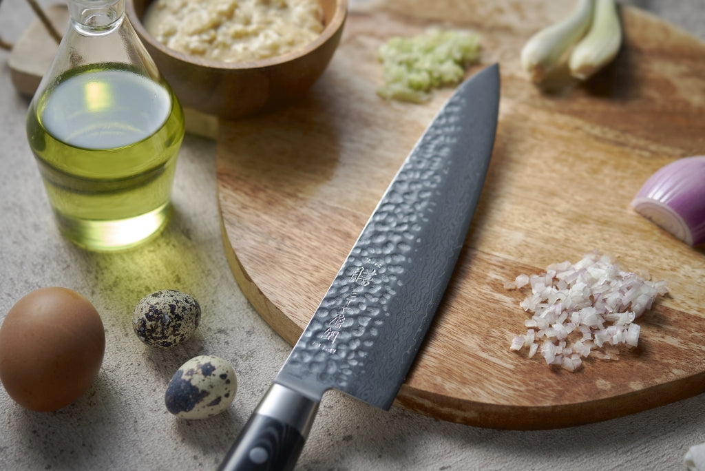 Yaxell Zen Santoku mes - L 165mm - 37 laags roestvrij damast staal met canvas micarta heft